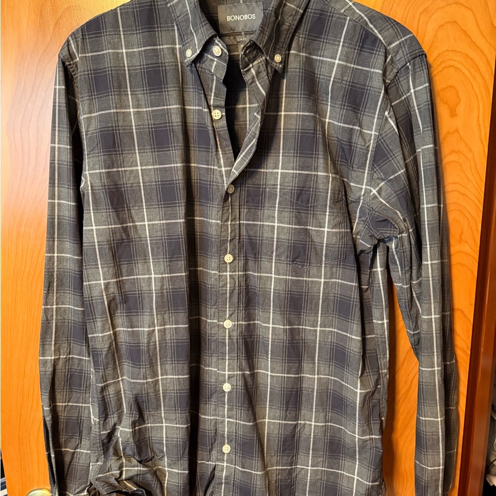 Bonobos Grey and White Casual Button Down Shirt